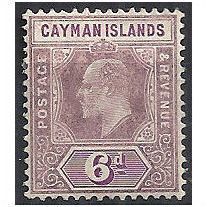 Cayman Islands 1908 SG30 6d Dull Purple & Violet Mounted Mint ..