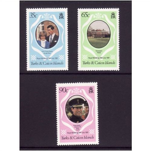 TURKS & CAICOS IS 1981 ROYAL WEDDING SG 653 / 655 SET 3 VALS U/M MINT#3
