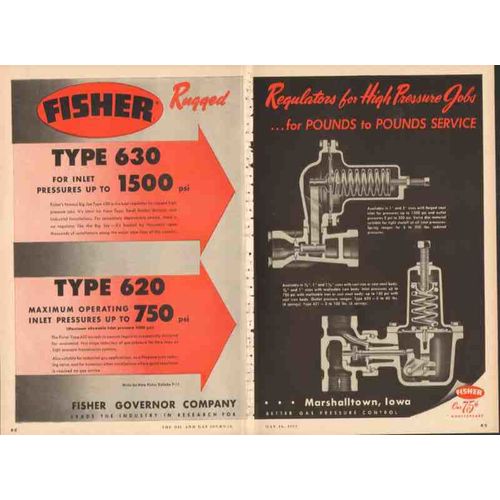 fisher governor company 1955 regulators high pressure jobs vintage ad