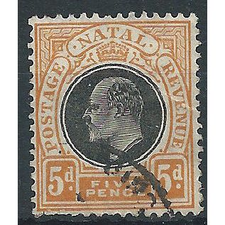 Natal 1908 SG153 5d Black & Orange Wmk Multiple Crown CA Fine Used .. .