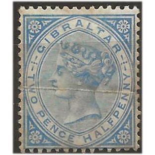 Gibraltar 1886 SG11 2 1/2d Blue avg (crease & tone spots) Mounted Mint . .. .