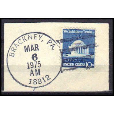 Used 1510 10c Jefferson Memorial Brackney, PA. E1219