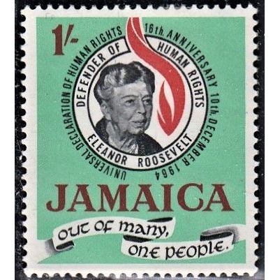 JAMAICA, 1964 1/- Eleanor Roosevelt, SG 239 (Scott #239), hinged mint.
