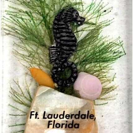Ft Lauderdale Florida Souvenir Keychain Faux Seahorse Shell Lucite Vintage HTF