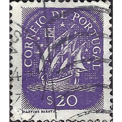 PORTUGAL, SHIP, 15th C Caravel, violet 1943, 20c, #4