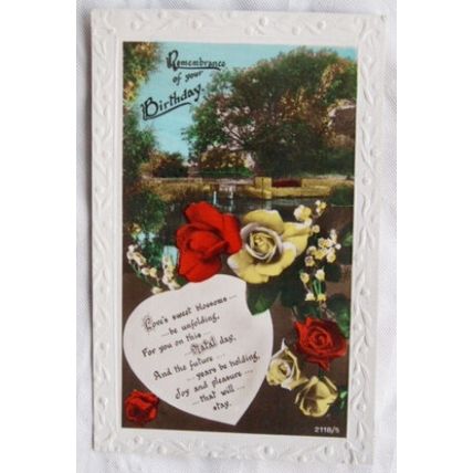 vintage postcard - Remembrance of your Birthday