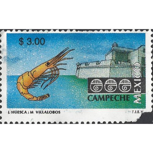 MEXICO, St Michael's Fortress Campeche, Shrimp, blue 1996, $3.00