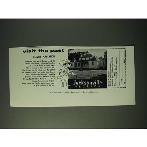 1960 Jacksonville Florida Ad - Visit the Past Historic Plantation