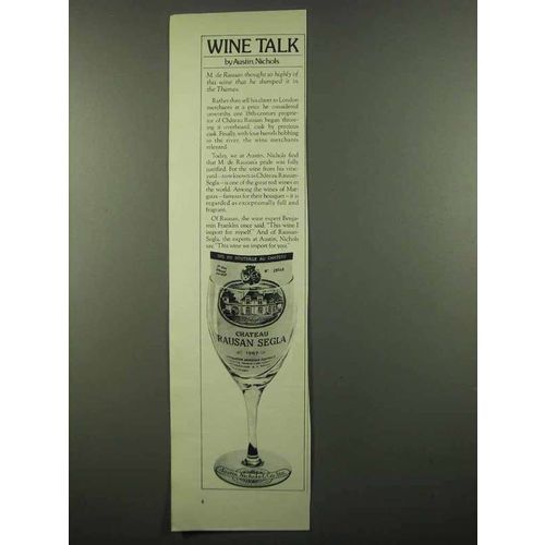1974 Austin, Nichols Chateau Rausan Segla Wine Ad