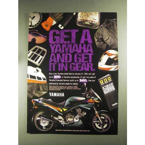 1992 Yamaha Seca II Motorcycle Ad - Get it In Gear