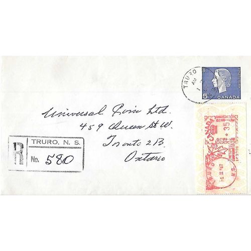 Canada #EN82 Postal Sta. USED 1965 Cameo REGISTERED COMBO