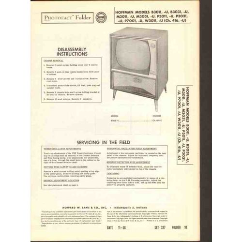 HOFFMAN chassis 416 416-U TV television receiver Sams Photofact manual