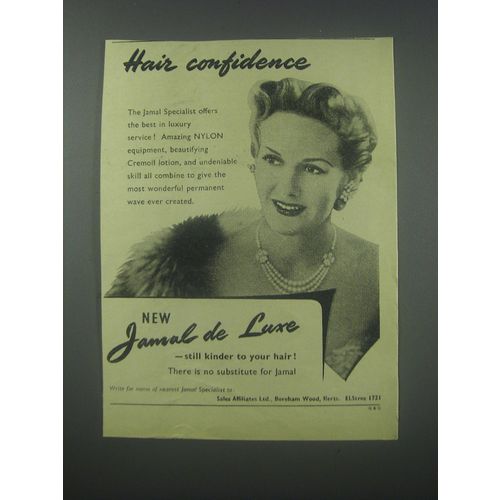 1954 Jamal De Luxe Permanent Waving Ad - Hair confidence