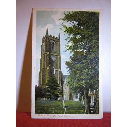 SOUTH MOLTON PARISH CHURCH, DEVON used antique postcard 1904 pm =