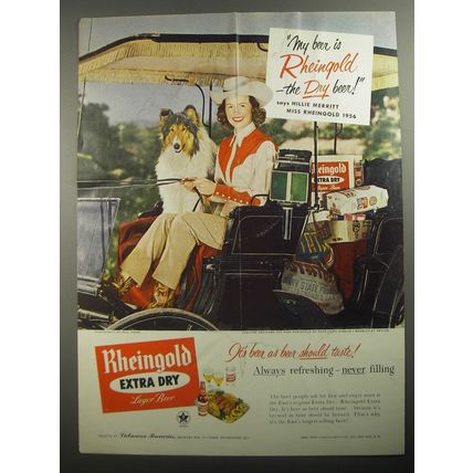 1956 Rheingold Beer Ad - My beer is Rheingold - the Dry beer! - Carriage Ride