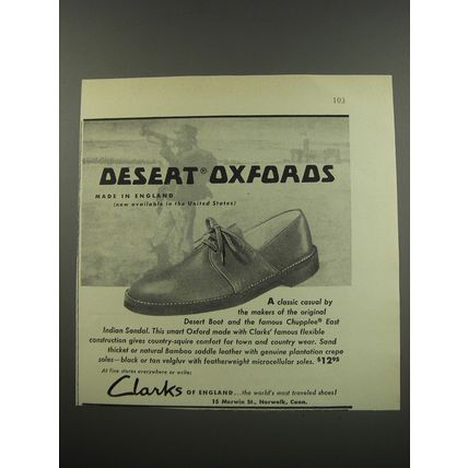 1955 Clarks Desert Oxfords Shoes Advertisement