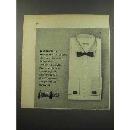 1955 Neiman-Marcus Advertisement - Evening Shirt by Amex of Milan