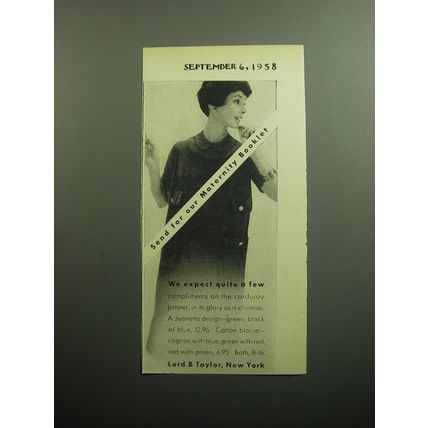 1958 Lord & Taylor Jumper by Jeanette Ad - We expect quite a few