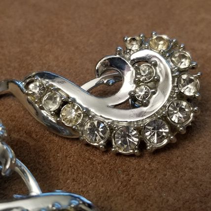 Vintage Silver Tone Rhinestone Scarf Clips