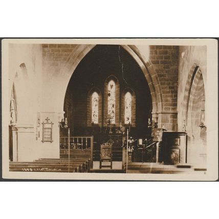 Interior, Eyam Church, Derbyshire, c.1910s - RP Postcard