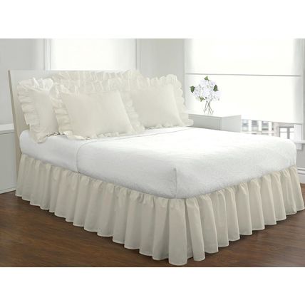 Fresh Ideas Ruffled Bed Skirt-14" Drop-78"W x 80"L-KING-IVORY-NEW-SEALED-FAST