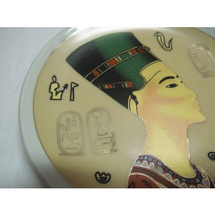 Small Faithi Mahmoud Nerfertiti 4" Plate With Gold Accents Made In Egypt ITC