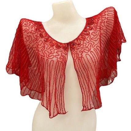 Women's Cape Up Shrug For 1920s Gatsby Sequin Evening Wraps Bridal Wedding Shawl