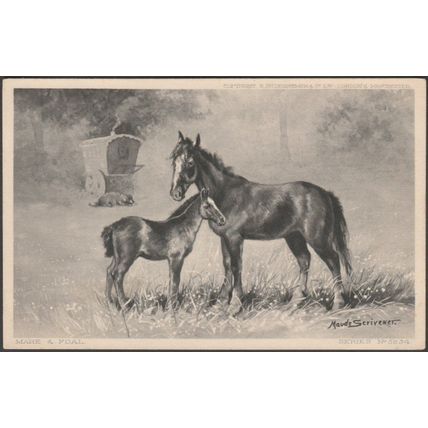 Maude Scrivener - Mare & Foal, c.1905 - Hildesheimer Postcard