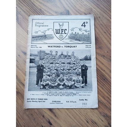 1955/56 Watford vs Torquay - Division 3(S), 31/3/1956 * FREE P&P *