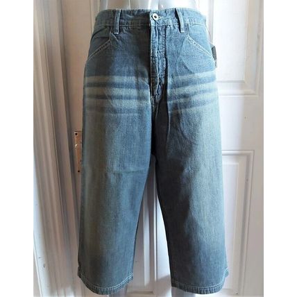 REPUBLIC Denim Shorts White Label Long Size S loose fit jeans washed relaxed