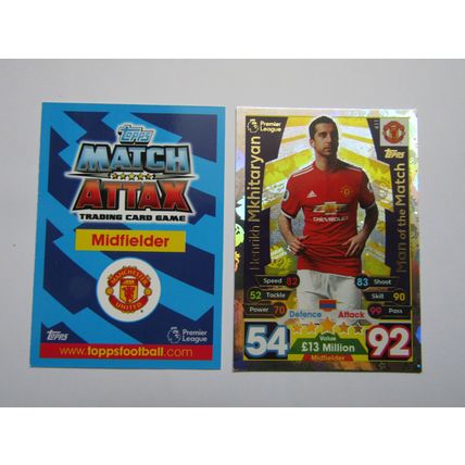 411. H Mkhitaryan MOTM Manchester Utd Match Attax 2017/18 Football Card EF1