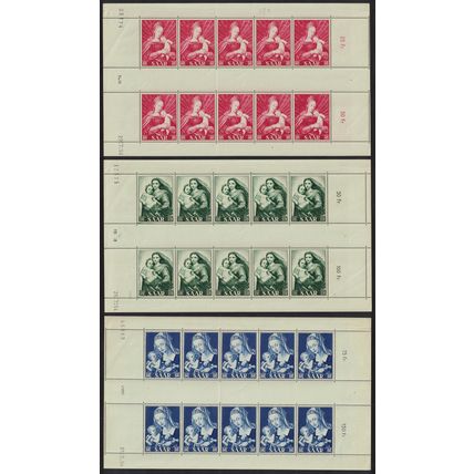 Saar Raphael Paintings Marian Year 3v Sheets 1954 MNH SG#348-350