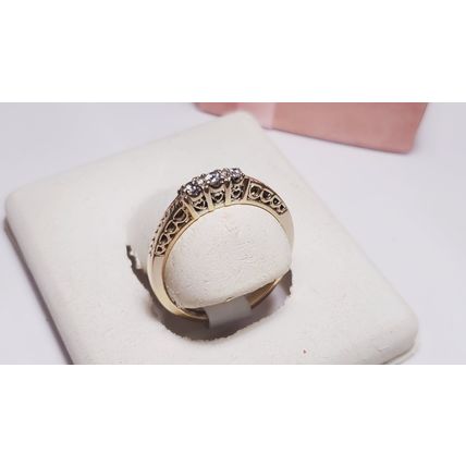 Estate .15ctw Diamond fancy Heart side 14Kt Y/Gold Tracer/Anniversary Band#20635
