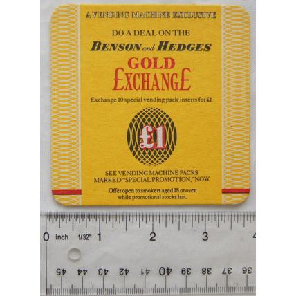 vintage Beer Mat - Benson & Hedges Gold Exchange