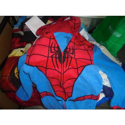 AMAZING SPIDER-MAN Fleece Hooded One Piece Pajamas/Costume!! Size 10/12! $27.00