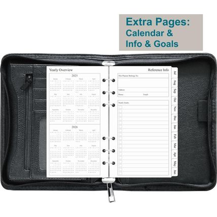 Fan&Ran 2025-2026 Zippered Planner Organizer, Weekly and Monthly Refills with Si