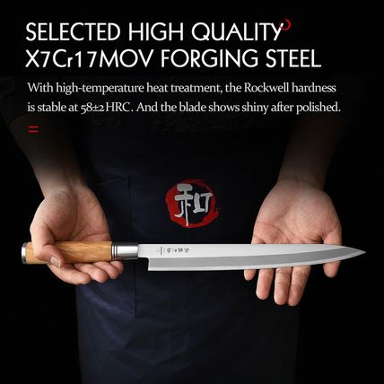HEZHEN 300Mm Sashimi Knife,Forged Steel Sushi Yanagiba Knife, Sushi Slicing, Woo