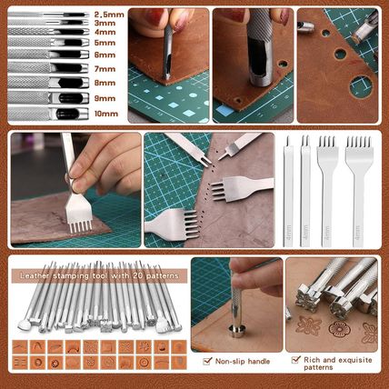 TLKKUE Leather Tooling Kit Leather Craft Tools Leather Working Kit with Custom H