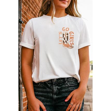 White Double-Side Cowboy Hat & Boots Graphic Tee