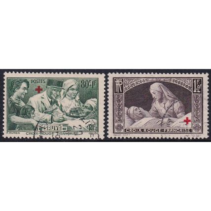 France 1940 SG 666-7 Used - Red Cross Semi-postal (C-607 (2))