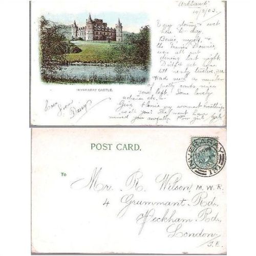 Inverary Castle, Argyll & Bute - early undivided back postcard pu 1903