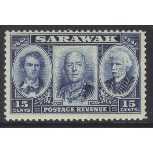 Sarawak KGVI 1946 Centenary 15c Blue Mounted Mint MM SG 147 stamp Brooke Vyner