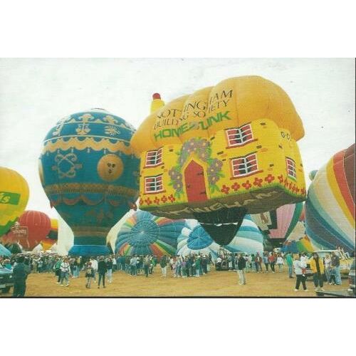 Aircraft - Hot Air Balloon - Building Society flying house - postcard c.1990