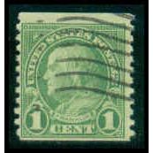 Used 597 1c Benjamin Franklin Barely Clears M09647