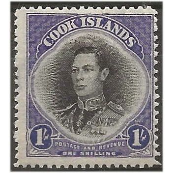 Cook Islands 1938 SG127 1/- Black & Violet Wmk NZ Star Mounted Mint .. ..