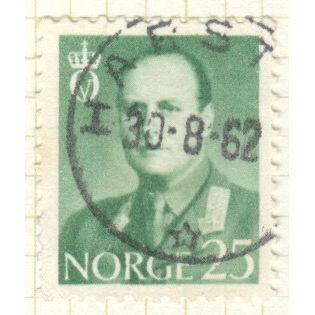 Norway 1958 - 25ore green - King Olav V - used