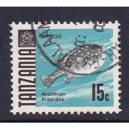 TANZANIA 1967 15c WHITE-SPOTTED PUFFER FISH USED SG144