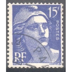 France Stamps 1951 - 15f blue "Marianne" - used 3