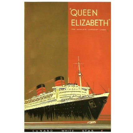 Advertising CUNARD QUEEN ELIZABETH Postcard (Mayfair BB 170)