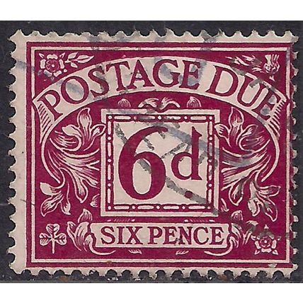 GB 1959 - 63 QE2 6d Purple Postage Due used Wmk 179 SG D63 (1121 )
